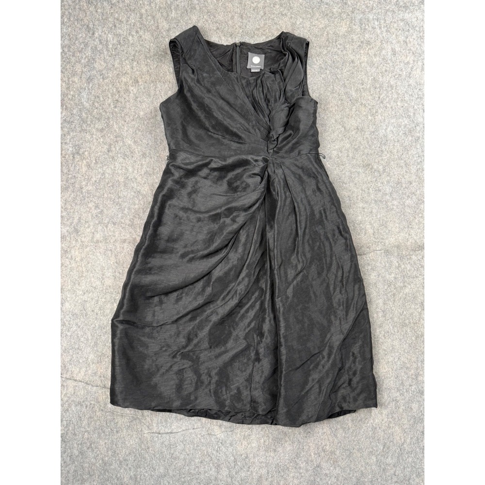 Quillaree Dress Womens 4 Black Sleeveless Pleated Cocktail Party Sheath Classic